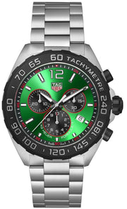 Tag Heuer Formula 1  Chronograph Green Dial Silver Steel Strap Watch for Men - CAZ101AP.BA0842