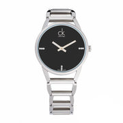 Calvin Klein Stately Black Dial Silver Steel Strap Watch for Women - K3G2312S