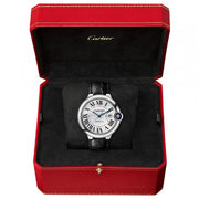 Cartier Ballon Bleu de Cartier Silver Dial Black Leather Strap Watch for Men - WSBB0026