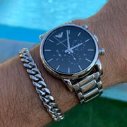 Emporio Armani Luigi Black Dial Silver Steel Strap Watch For Men - AR1894