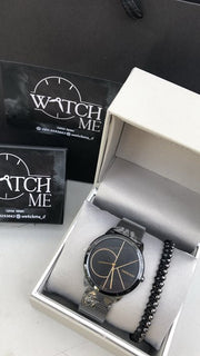 Calvin Klein Minimal Black Dial Black Mesh Bracelet Watch for Men - K3M214X1