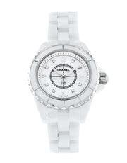 Chanel J12 Diamonds Quartz Mother of Pearl White Dial White Steel Strap Watch for Women - J12 H2570