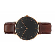 Daniel Wellington Classic Bristol Black Dial Brown Leather Strap Watch for Men - DW00100137