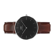 Daniel Wellington Classic Bristol Black Dial Brown Leather Strap Watch For Men - DW00100143