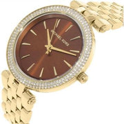 Michael Kors Darci Amber Dial Gold Steel Strap Watch for Women - MK3408