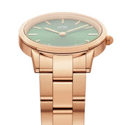 Daniel Wellington Iconic Link Emerald Green Dial Rose Gold Steel Strap Watch For Women - DW00100421