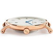 Daniel Wellington Dapper Durham White Dial Brown Leather Strap Watch For Women - DW00100113