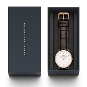 Daniel Wellington Classic York White Dial Brown Leather Strap Watch For Men - DW00100011