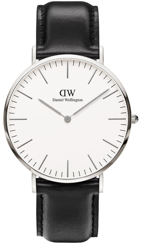 Daniel Wellington Classic Sheffield White Dial Black Leather Strap Watch For Men - DW0010003120