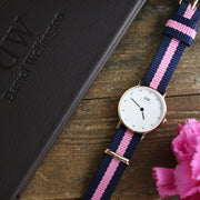 Daniel Wellington Classy Winchester White Dial Two Tone NATO Strap Watch For Women - DW00100065
