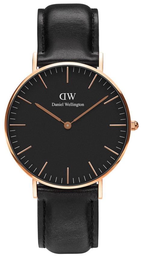 Daniel Wellington Classic Sheffield Black Dial Black Leather Strap Watch For Women - DW00100139