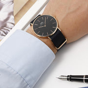 Daniel Wellington Classic Cornwall Black Dial Black Nylon Strap Watch For Women - DW00100148