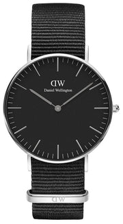 Daniel Wellington Classic Cornwall Quartz Black Dial Black Nylon Strap Watch For Women - DW00100151