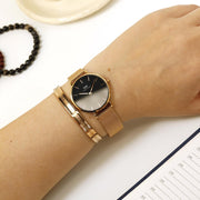 Daniel Wellington Classic Melrose Black Dial Rose Gold Mesh Bracelet Watch For Women - DW00100161