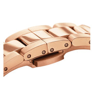 Daniel Wellington Iconic Link Analog Black Dial Rose Gold Steel Strap Watch For Women - DW00100214