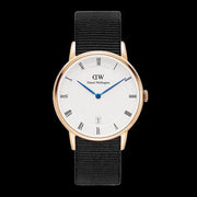 Daniel Wellington Dapper Cornwall White Dial Black Nylon Strap Watch For Men - DW00100261