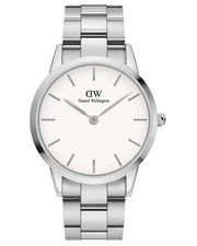 Daniel Wellington Iconic White Dial Silver Steel Strap Watch For Men - DW00100341