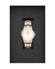 Daniel Wellington Iconic Link White Dial Two Tone Steel Strap Watch For Women - DW00100359