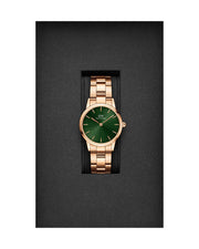 Daniel Wellington Iconic Link Emerald Green Dial Rose Gold Steel Strap Watch For Women - DW00100421