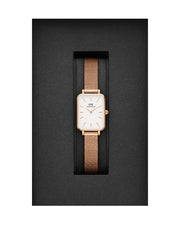 Daniel Wellington Quadro Melrose White Dial Gold Mesh Strap Watch For Women - DW00100431