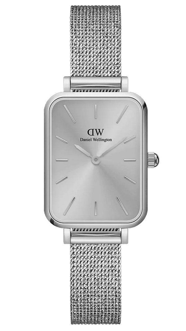 Daniel Wellington Quadro Unitone Silver Dial Silver Mesh Strap Watch For Women - DW00100486