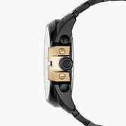 Diesel Mega Chief Chronograph Black Dial Black Steel Strap Watch For Men - DZ4338