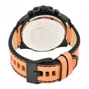 Diesel Mega Chief Chronograph Black Dial Brown Leather Strap Watch For Men - DZ4476