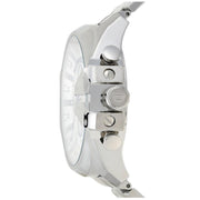Diesel Mega Chief Chronograph White Dial Silver Steel Strap Watch For Men - DZ4477