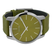 Calvin Klein City Green Dial Green Leather Strap Watch for Men - K2G211WL