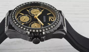Guess Starlight Black Dial Black Rubber Strap Watch for Women - W0846L1