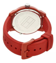 Tommy Hilfiger Denim Quartz Red Dial Red Rubber Strap Watch for Men - 1791323