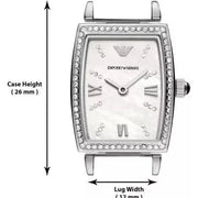 Emporio Armani Gianni T-Bar Quartz White Dial Silver Steel Strap Watch For Women - AR11405