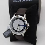 Armani Exchange Hampton Chronograph White Dial Brown Leather Strap Watch For Men - AX2187