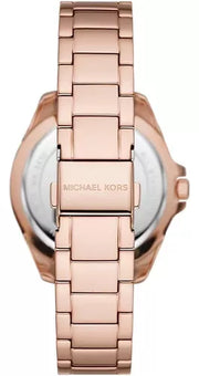 Michael Kors Kacie Three Hand Black Dial Rose Gold Steel Strap Watch for Women - MK6930