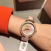 Michael Kors Parker Mother of Pearl Pink Dial Two Tone Steel Strap Watch for Women - MK6402