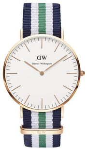 Daniel Wellington Classic Nottingham White Dial Two Tone NATO Strap Watch For Men - 0108DW
