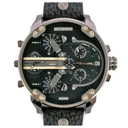 Diesel Mr Daddy 2.0 Chronograph Black Dial Black Leather Strap Watch For Men - DZ7348