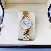 Calvin Klein Snake Silver Dial Yellow Gold Steel Strap Watch For Women - K6E23546