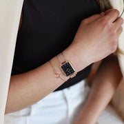 Daniel Wellington Quadro Melrose Black Dial Rose Gold Mesh Bracelet Watch For Women - DW00100432