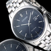Citizen Eco Drive Blue Dial Silver Steel Strap Watch For Men - BM7250-56L