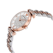 Emporio Armani Gianni T Bar White Dial Two Tone Steel Strap Watch For Women - AR1926