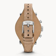 Fossil Boyfriend Chronograph White Dial Brown Leather Strap Watch for Women - ES3625