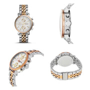 Fossil Original Boyfriend Analog White Dial Two Tone Steel Strap Watch for Women - ES3746