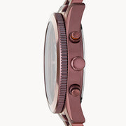 Fossil Perfect Boyfriend Multifunction Maroon Dial Maroon Steel Strap Watch for Women - ES4110