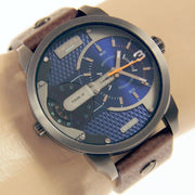 Diesel Mini Daddy Analog Blue Dial Brown Leather Strap Watch For Men - DZ7339