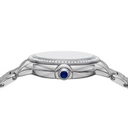 Emporio Armani Mia Three Hand Crystals Blue Dial Silver Steel Strap Watch For Women - AR11630