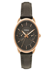 Fossil Tailor Grey Dial Grey Leather Strap Watch for Women - ES3913