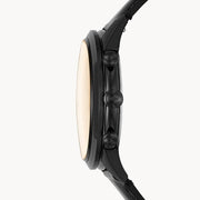 Fossil Goodwin Chronograph Black Dial Black Leather Strap Watch for Men - FS5585