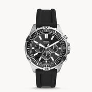 Fossil Bannon Multifunction Black Dial Black Silicone Strap Watch for Men - BQ2494