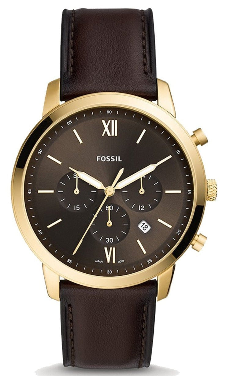 Fossil Neutra Chronograph Brown Dial Brown Leather Strap Watch for Men - FS5763